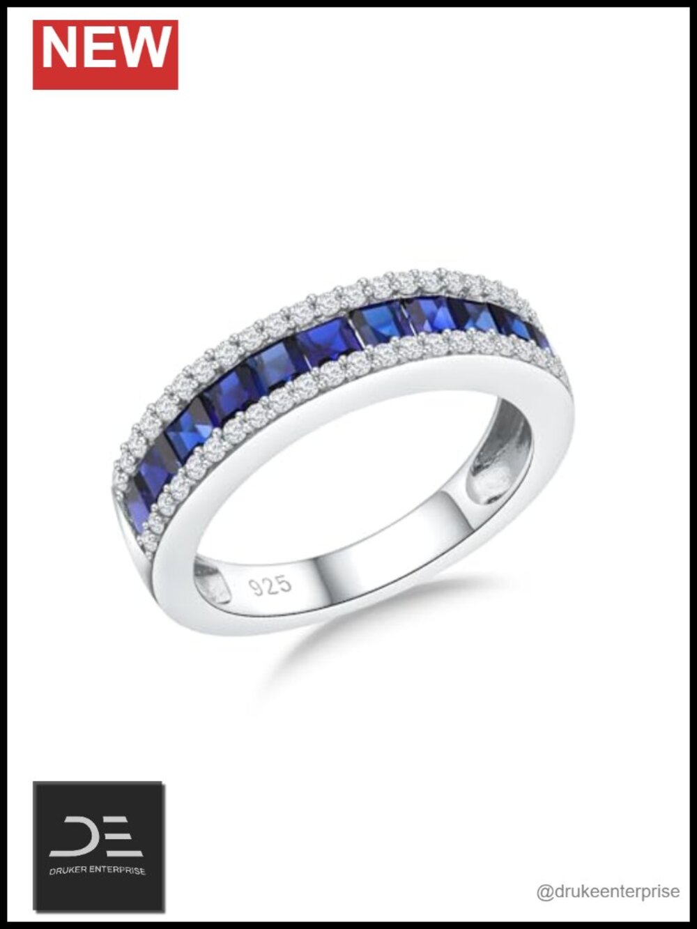 Sterling Silver Sapphire Eternity Band Ring Women's